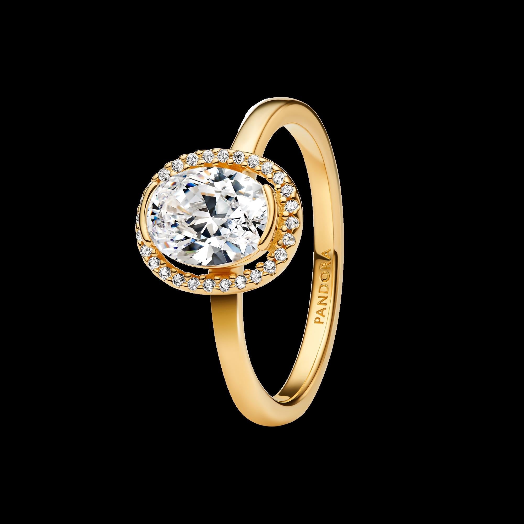 Sparkling Square Clear Halo Ring