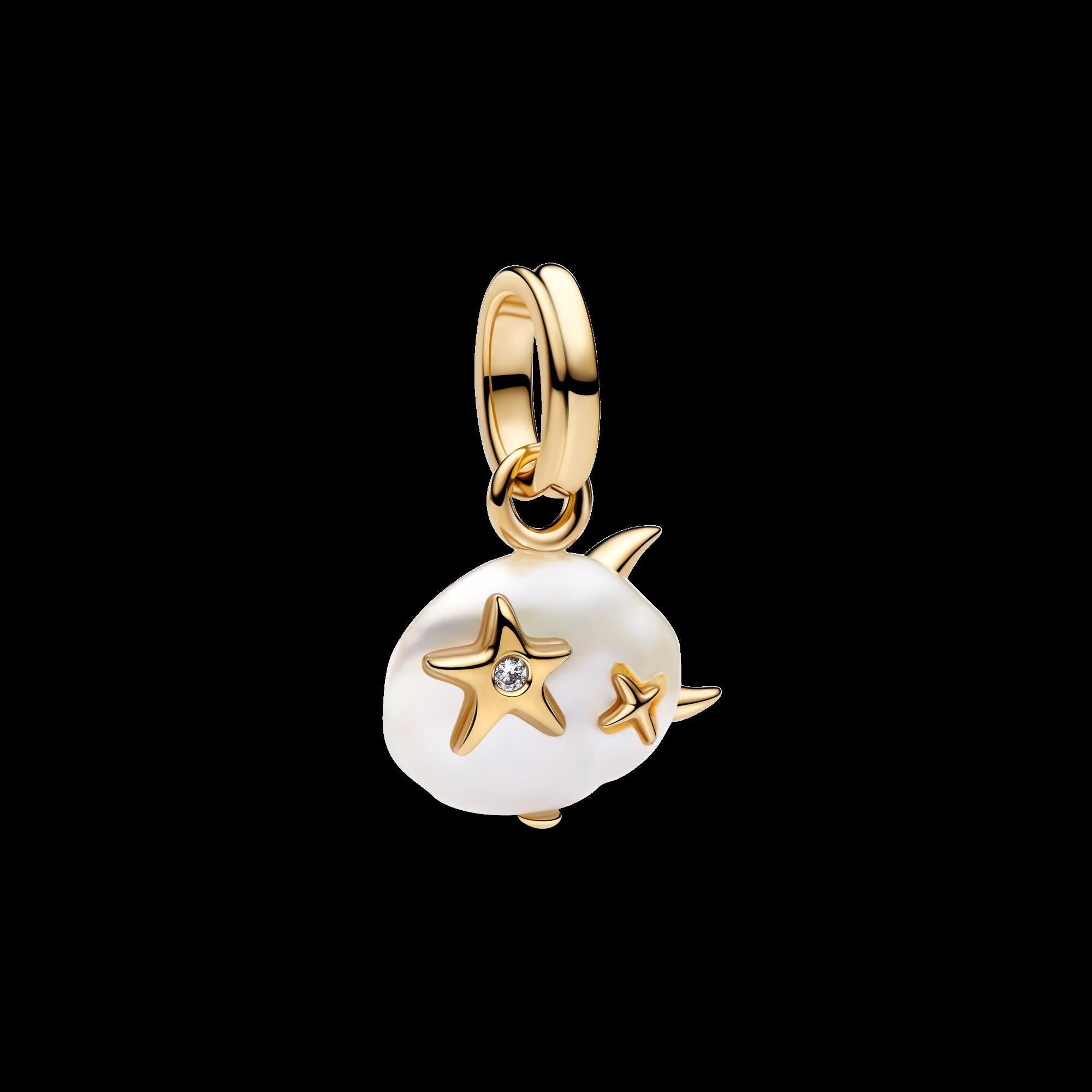Treated Freshwater Cultured Baroque Pearl Mushroom Dangle Charm